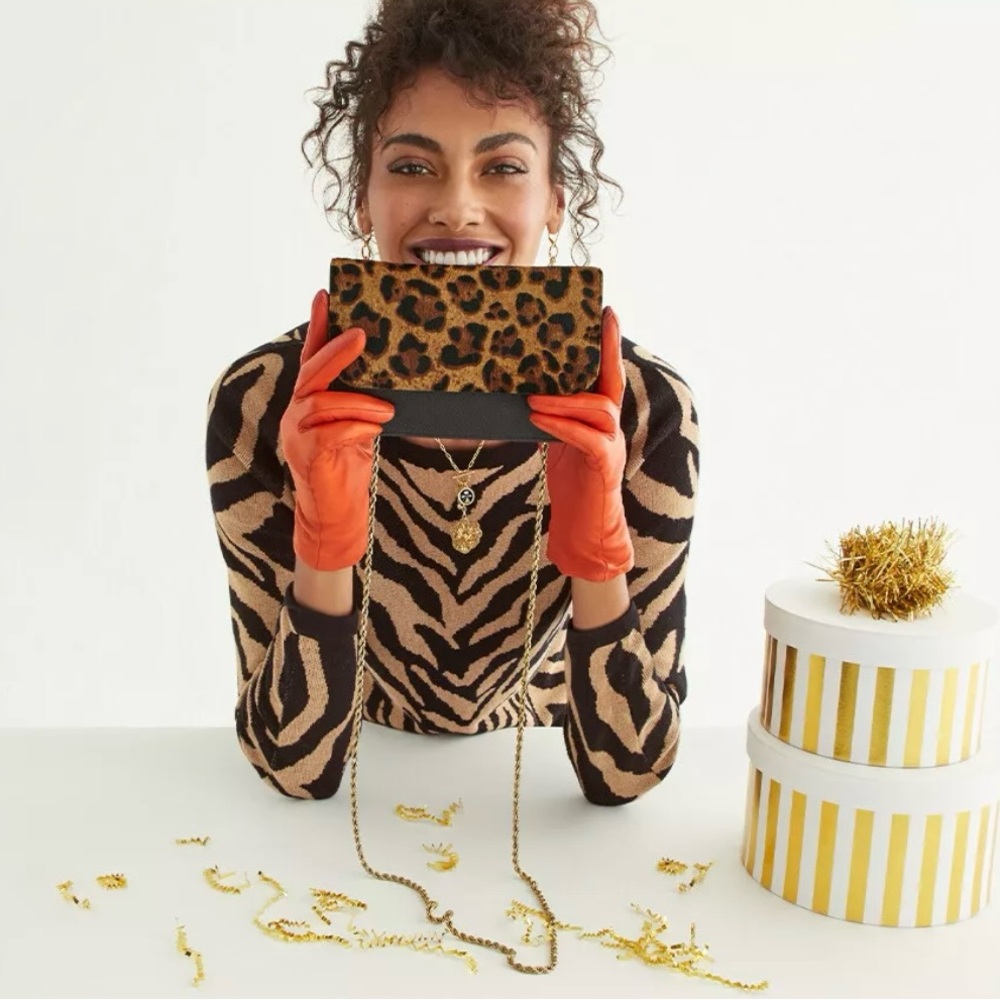 CABI The Beast Crossbody Bag Cheetah Calf Hair Black/Brown NWT